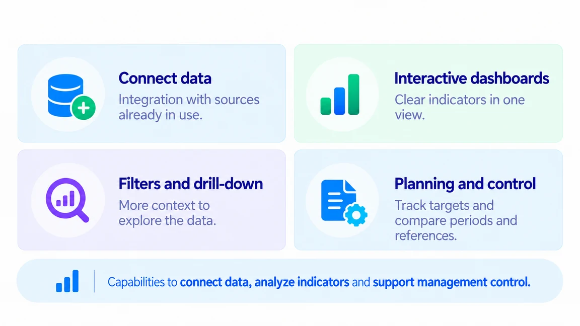 BIPLANE24 capabilities — connect data, interactive dashboards, filters and drill-down