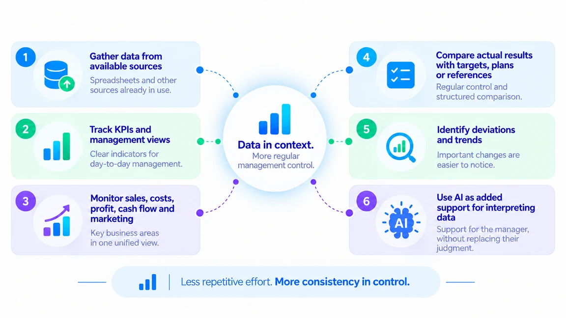 Six elements of the BIPLANE24 management-control logic